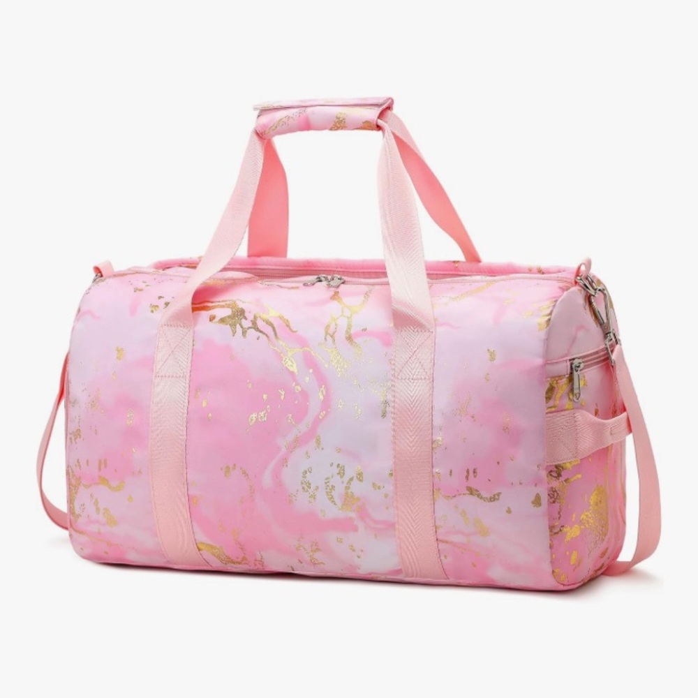 Elegant Pink and Gold Women's Travel Duffel Bag